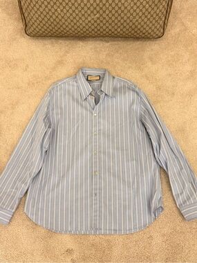Gucci Light Blue and White Striped Men’s Button-Down Shirt